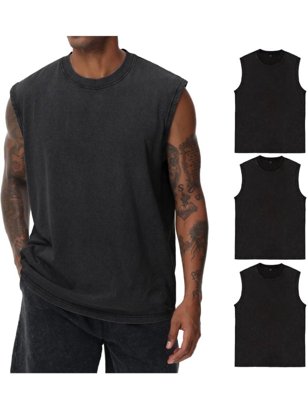 Men's Sleeveless Cotton Muscle Tank Tops - Loose Fit Gym & Beach Tees